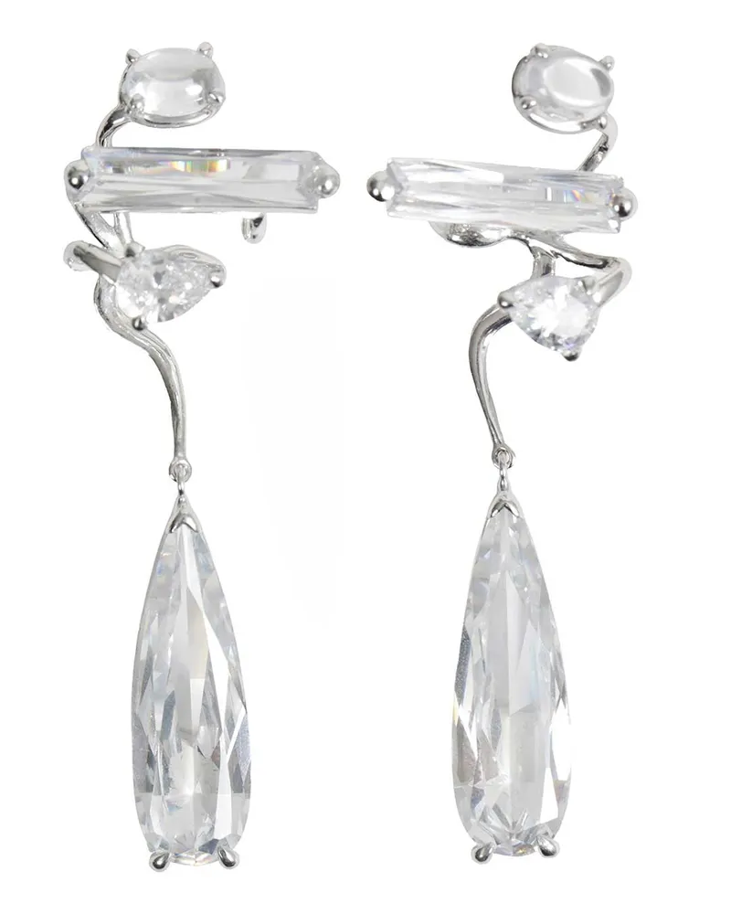 Alan Crocetti Clear mixed Drop Ear Cuffs Silver