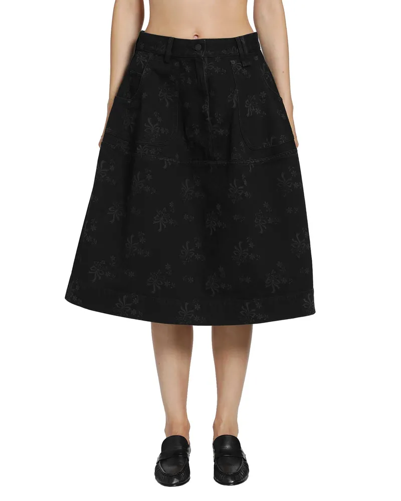Simone Rocha Denim Utility Hip Bustle Skirt Black