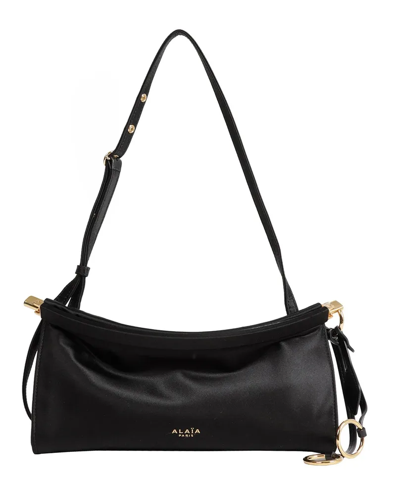 Alaïa Le Click East West Small Satin Shoulder Bag Black