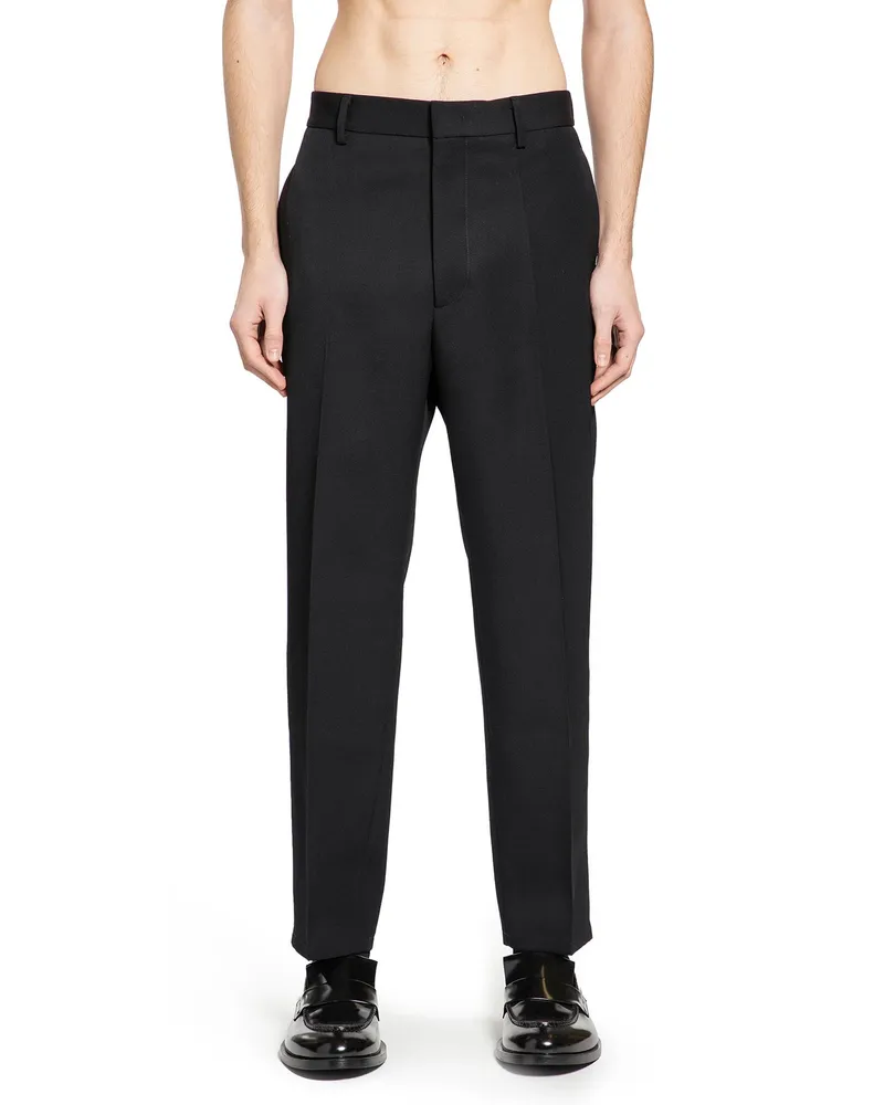 Jil Sander Wool Gabardine Tapered Trousers Black