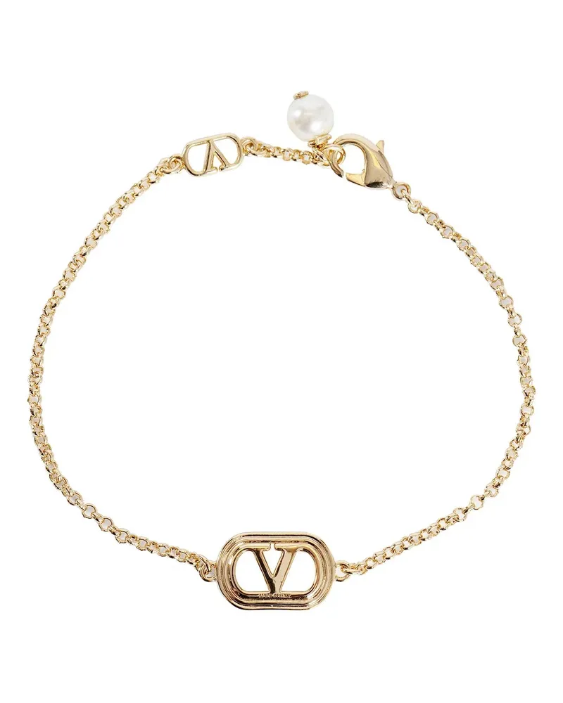 Valentino Garavani Braccialetto ovalette con logo a firma Gold