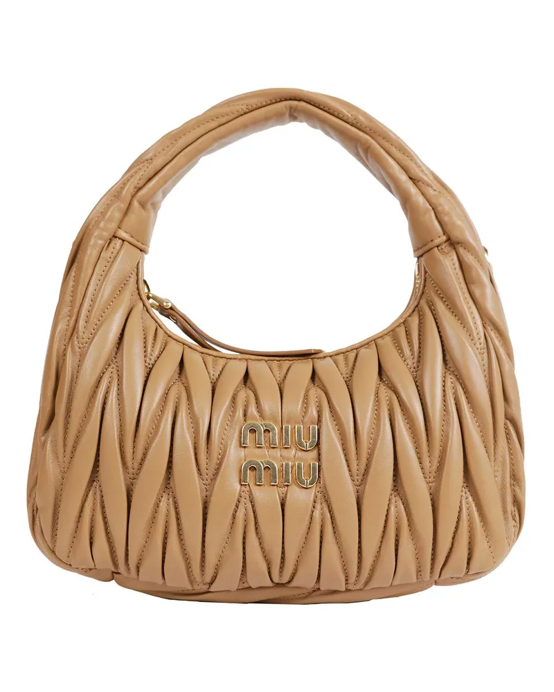Miu Miu Wander Matelassé Hobo Bag Brown