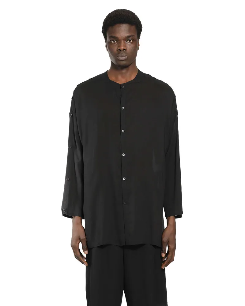 Yohji Yamamoto Collarless B Shirt Black