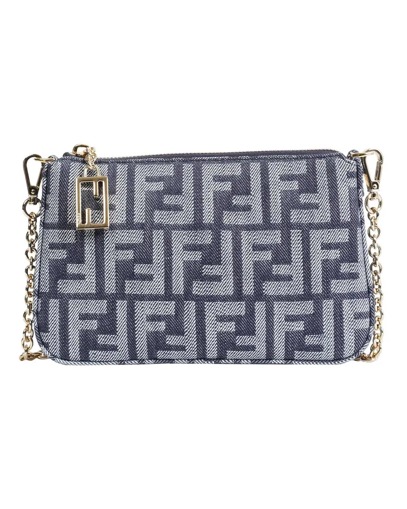 Fendi FF Jacquard Baguette Pouch Blue