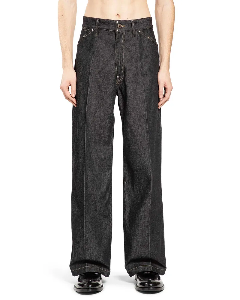 Christophe Lemaire Wide Denim Pants with Studs Blue