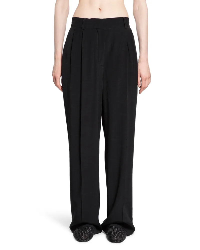 Totême Double-Pleat Straight Trousers Black