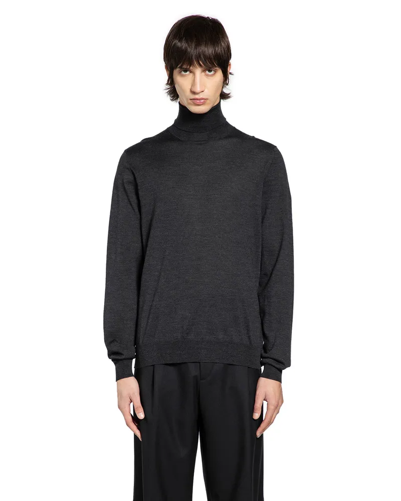 LARDINI Wool Turtleneck Sweater Grey