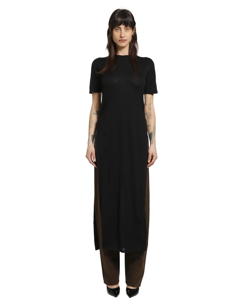 Saint Laurent Knitted T-Shirt Dress Black