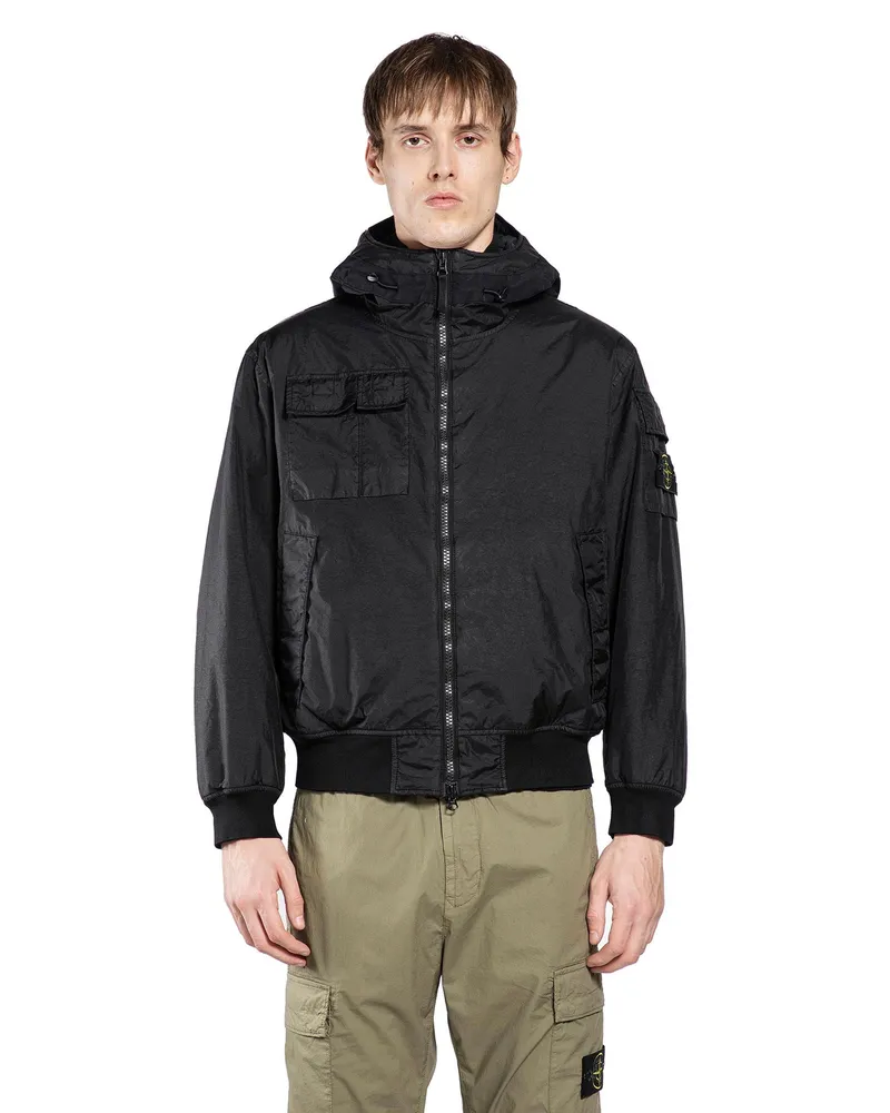 Stone Island 4100005 Hooded Jacket Black