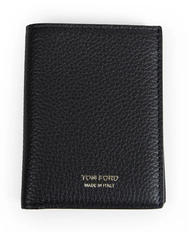 Tom Ford Grained Leather Folding Card Holder Black