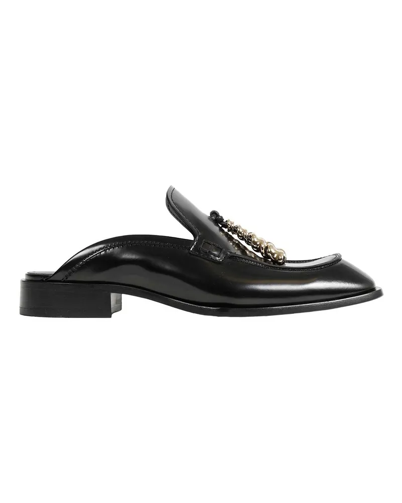 Loewe Brushed Leather Edge Loafer Mules Black