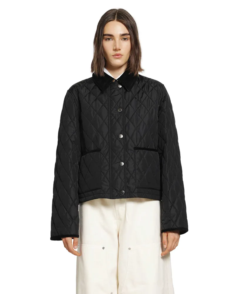 Burberry Cropped Quilted Nylon Jacket Black