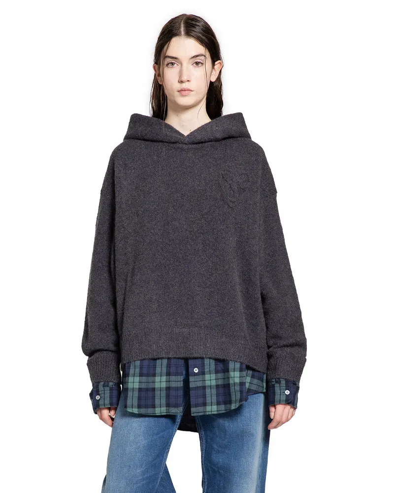 Acne Studios Layered Wool Hoodie Grey