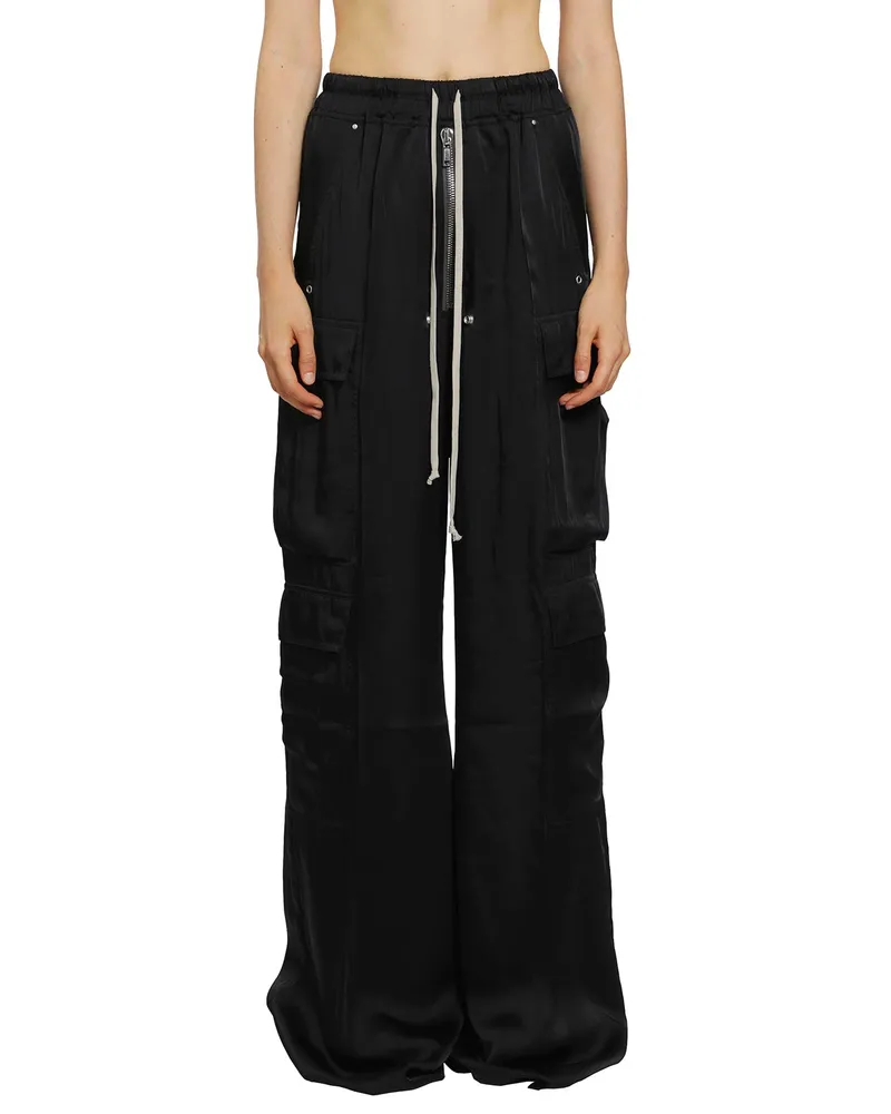 Rick Owens Tower Cargobelas in Washed Charmeuse Black