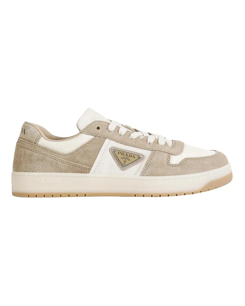 Prada Downtown Re-Nylon and Suede Sneakers Beige