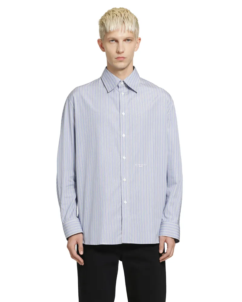 Givenchy Pinstriped Shirt in Cotton Poplin Blue
