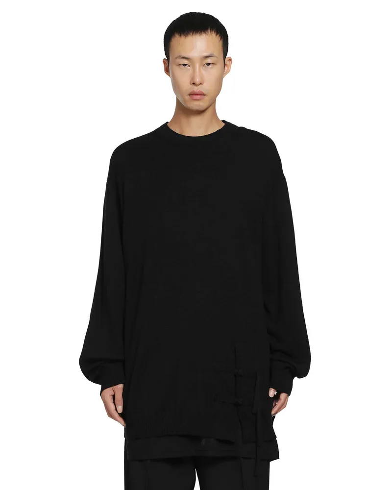 Yohji Yamamoto China Button Sweater Black