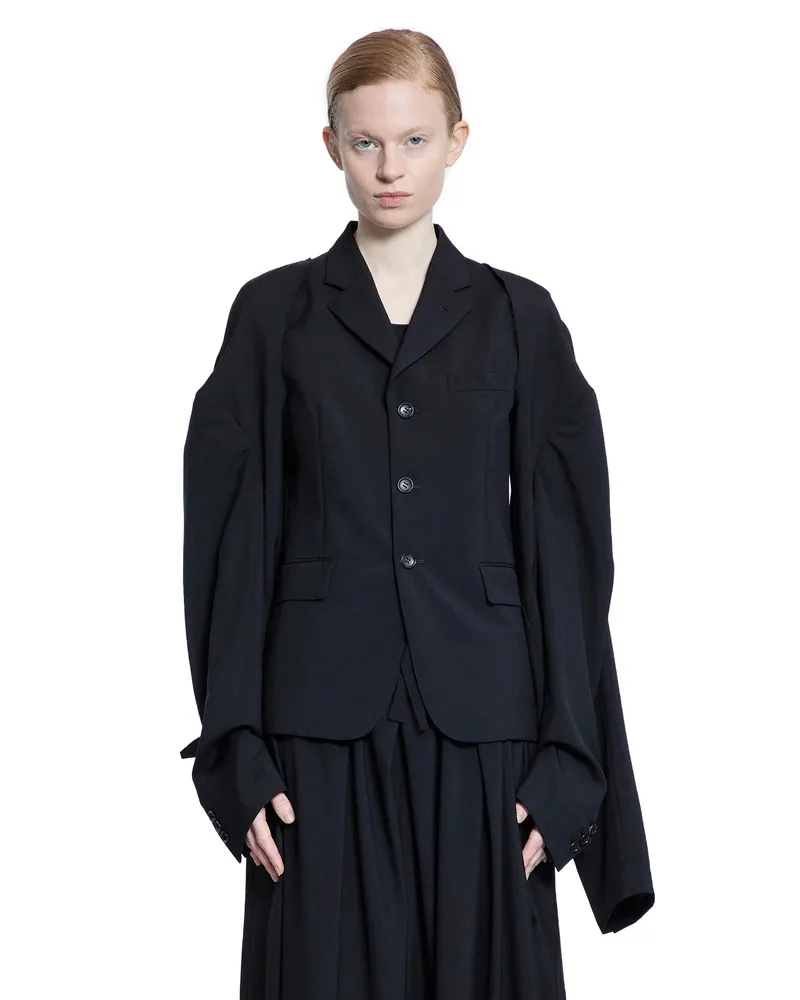 Comme des Garçons Blazer in Nylon e Lana con Maniche Removibili Black