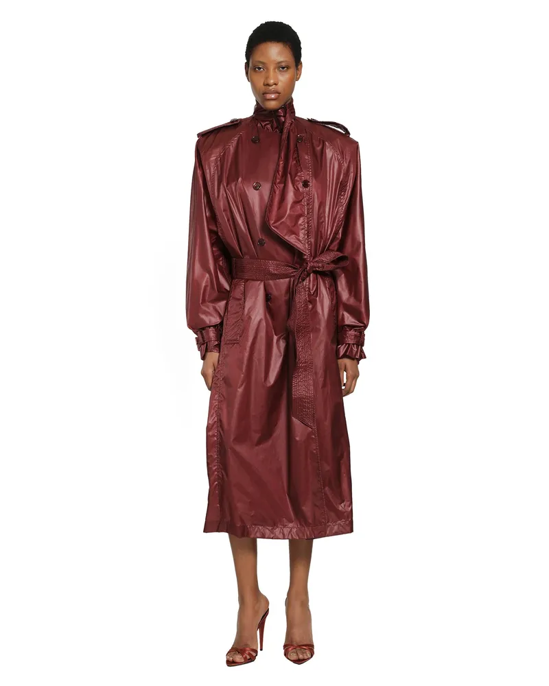 Saint Laurent Lavallière Trench Coat Red