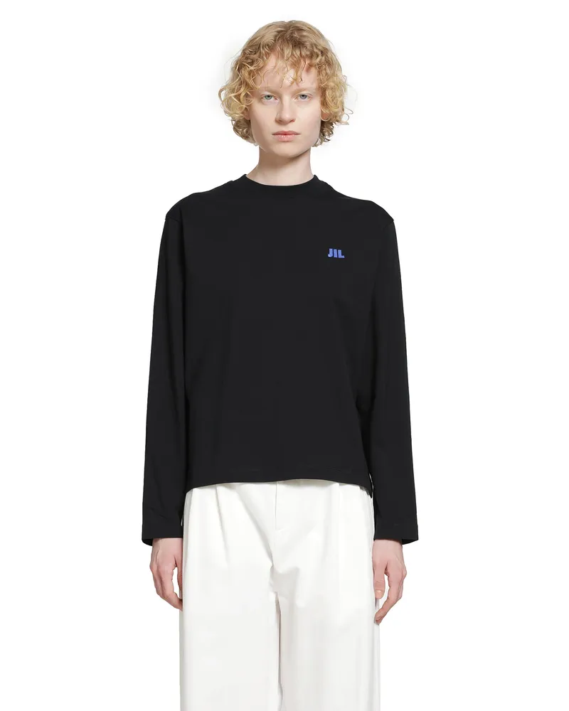 Jil Sander Cotton Crewneck Long Sleeve T-Shirt Black