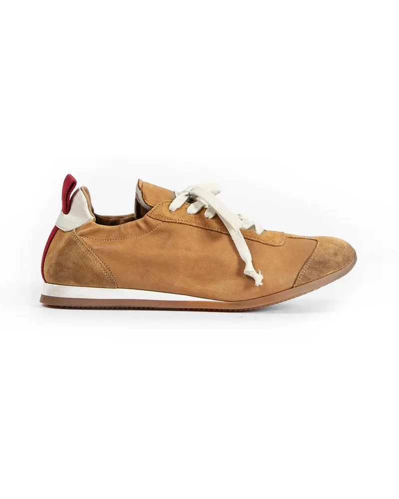 Uma Wang Suede and Leather Gathered Sneakers Beige