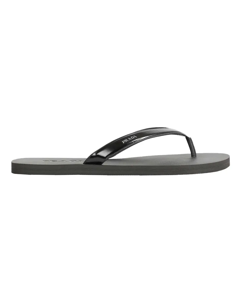 Prada Brushed Leather Flip-Flops Black