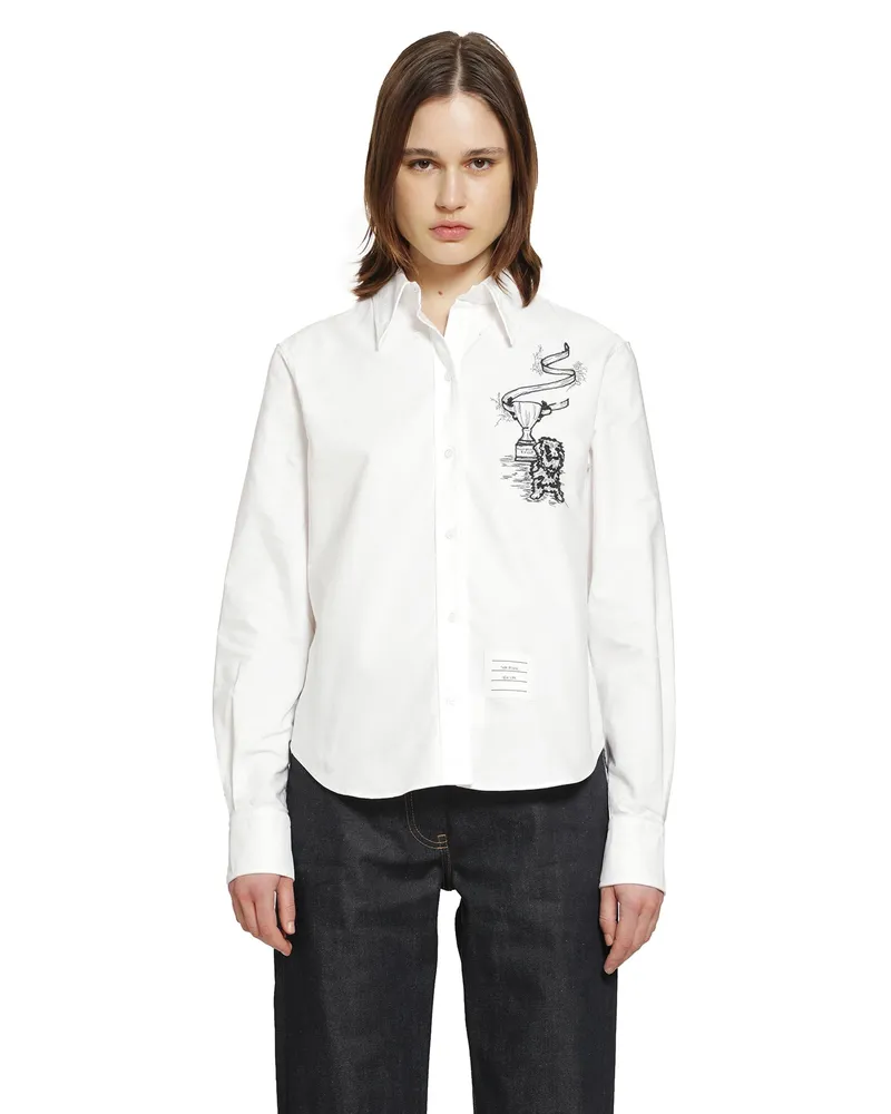 Thom Browne Hector with Trophy Shirt in Cotton Poplin White
