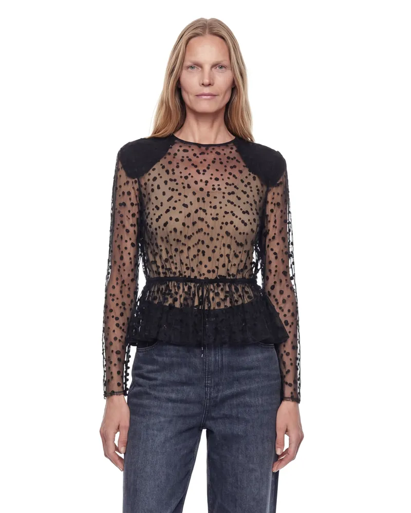 Chloé Dot Print Tulle Top Black