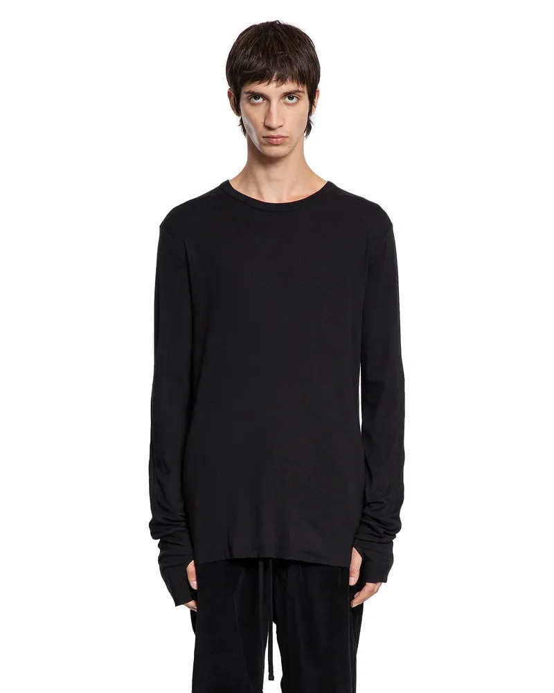 THOM KROM Long Sleeve T-Shirt with Hand Gaiters Black