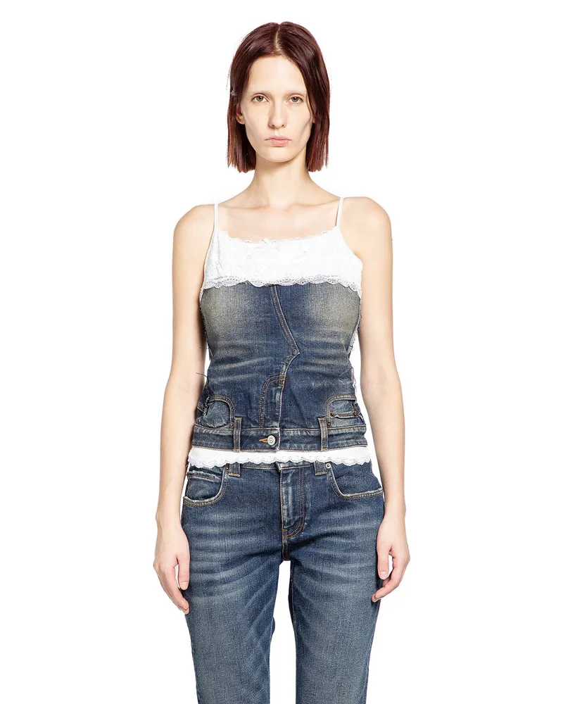 Balenciaga Patched Tank Top Blue