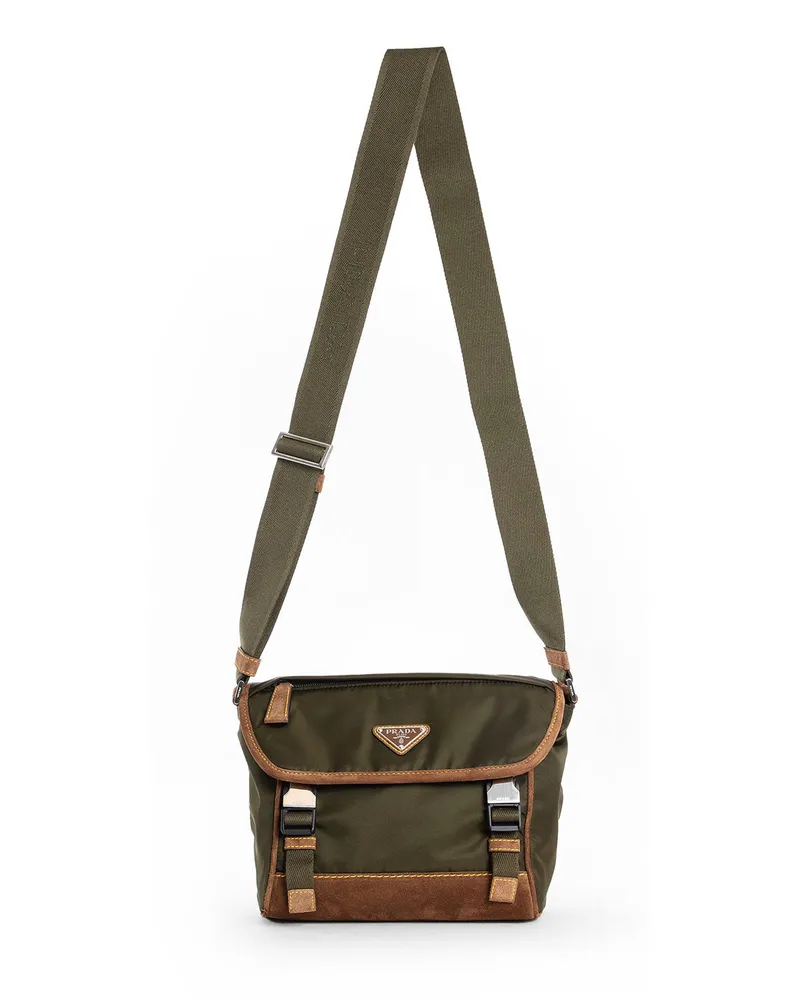 Prada Medium Re-Nylon and Suede Shoulder Bag Green