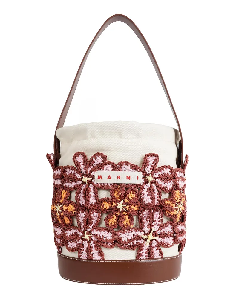 Marni Flower Bucket Bag Brown