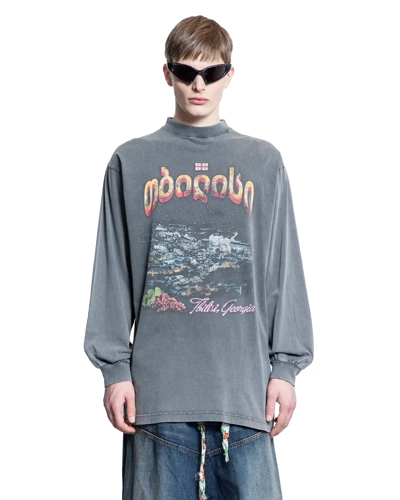 Balenciaga Tbilisi Long Sleeve T-shirt Large Fit Grey