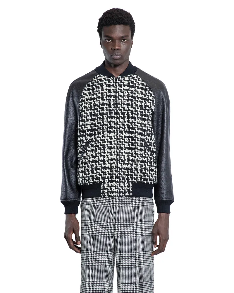 Valentino Garavani Chez  Wool Tweed Bomber Jacket Black&white