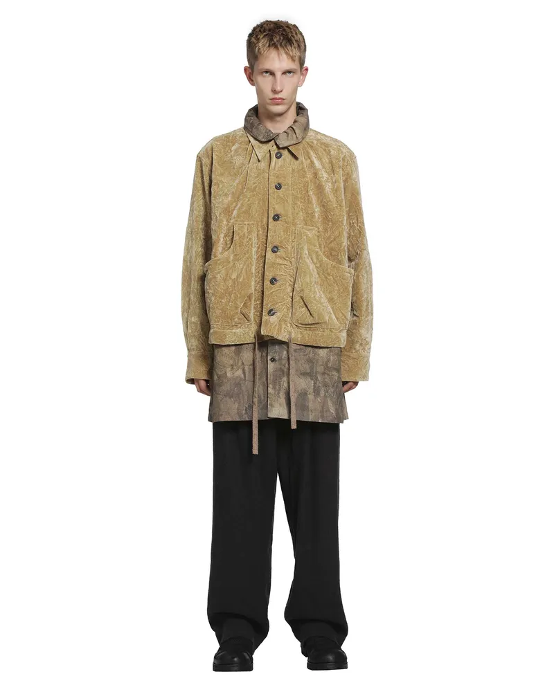 Ziggy Chen Layered Velvet Jacket Beige