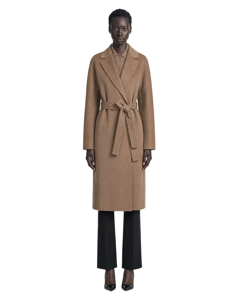 Max Mara Wool Broadcloth Midi Coat Brown