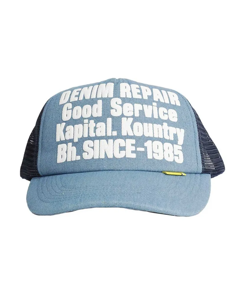 KAPITAL Denim Repair Service Trucket Hat Blue