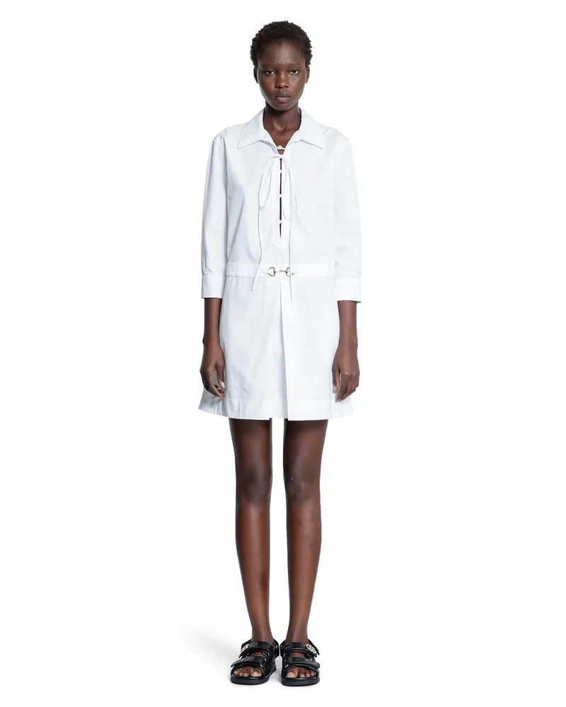 Gucci Cotton Poplin Horsebit Shirt Dress White