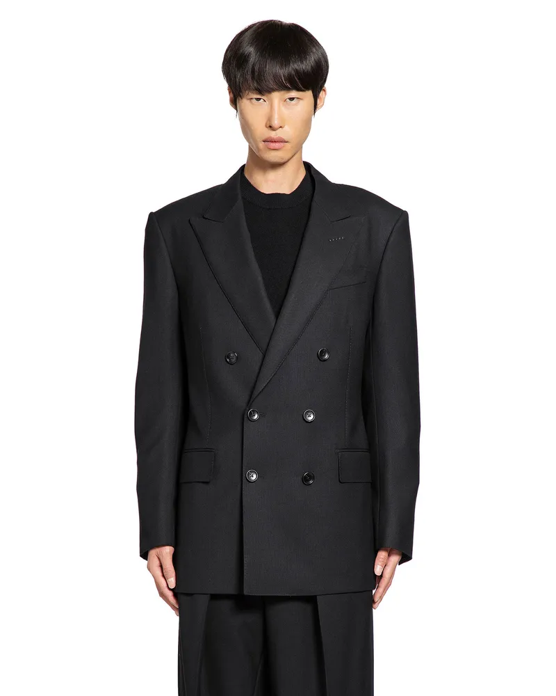 Tom Ford Double-Breasted Blazer in Broken Twill Black