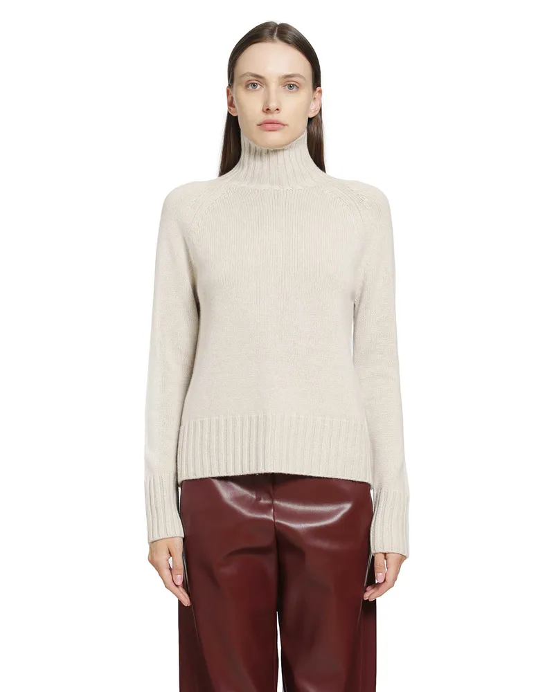 Max Mara Wool Cashmere Turtleneck Sweater Beige