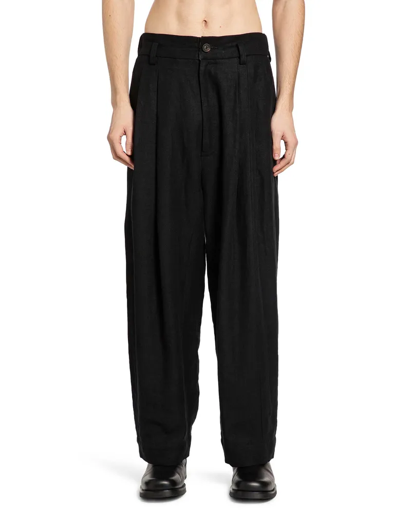 Ziggy Chen Drop-Crotched Wide Leg Trousers Black