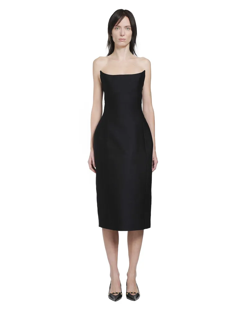Balenciaga Midi Bustier Dress Black