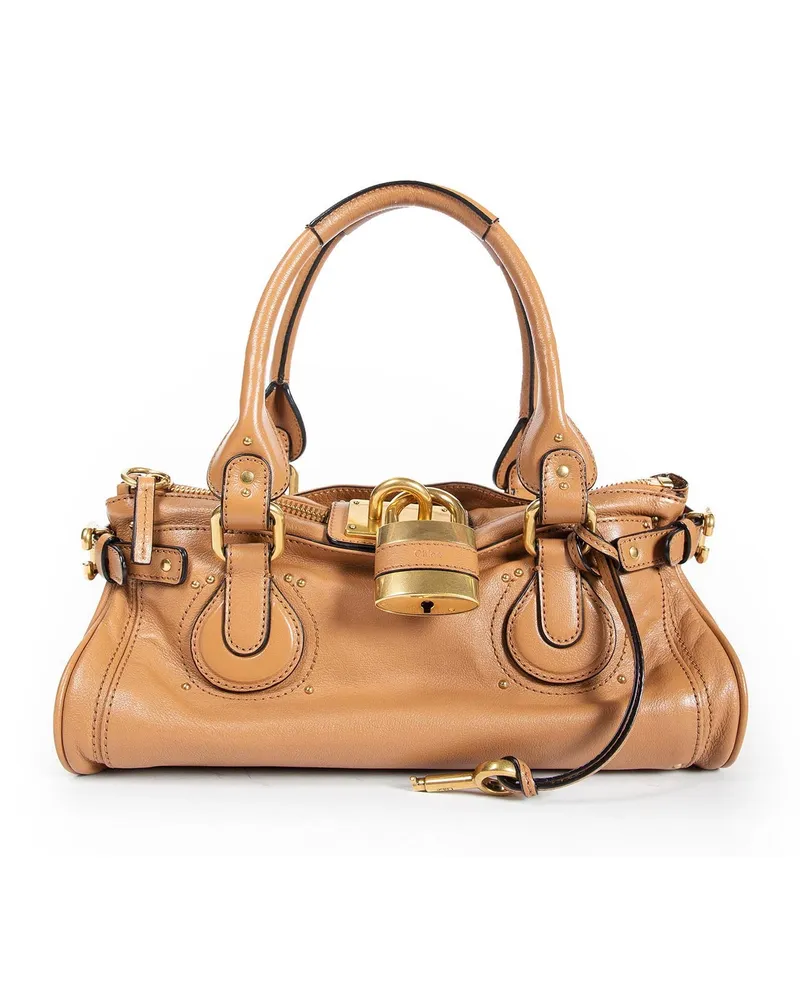 Chloé Paddington Leather Shoulder Bag Beige