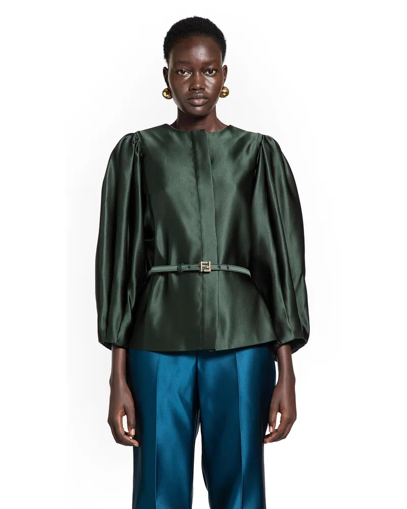 Fendi Duchesse Satin Jacket Green