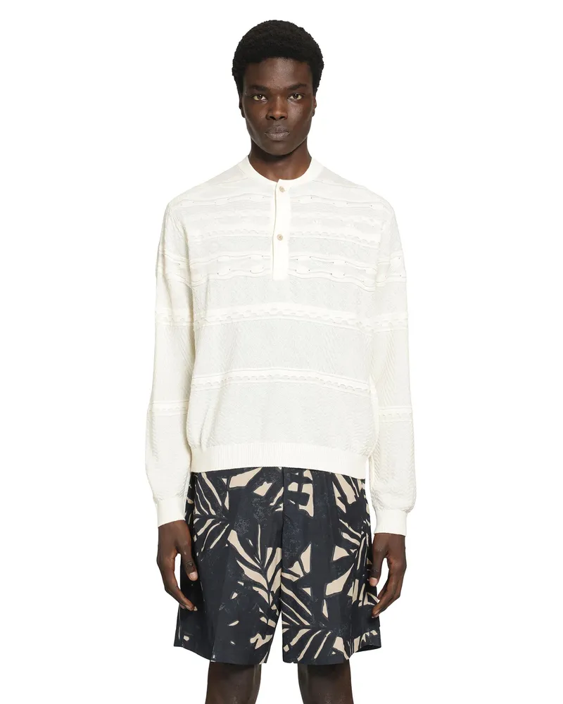 Emporio Armani Textured Knitted Sweater Beige