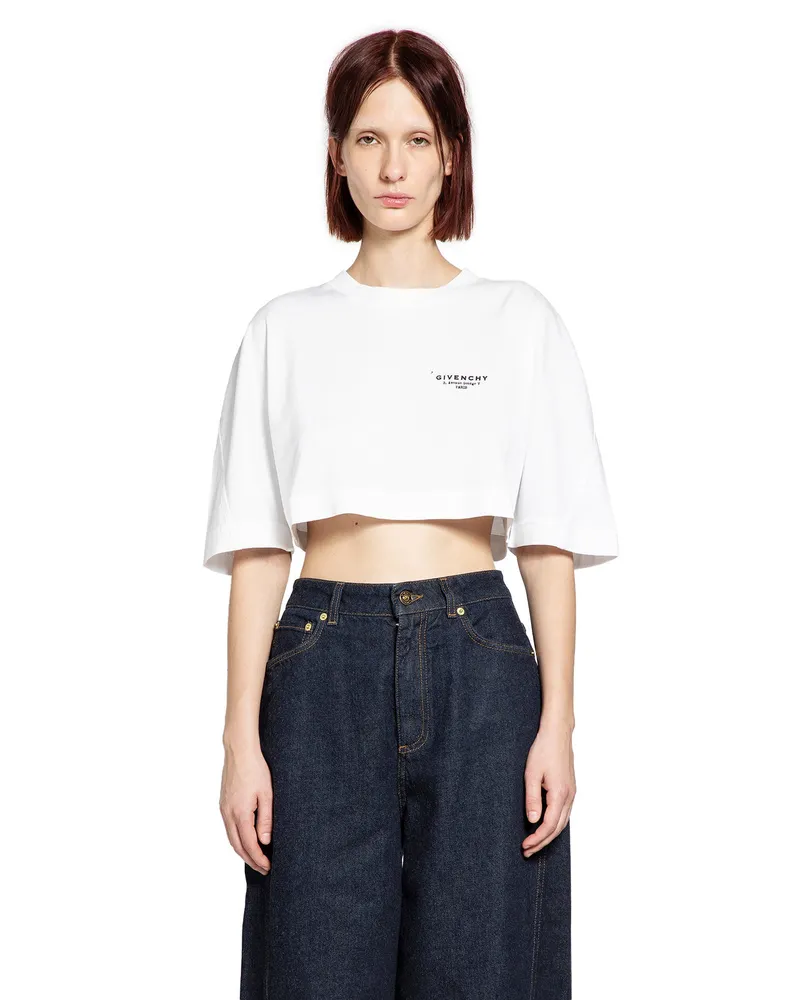 Givenchy Stamp Cropped T-Shirt White