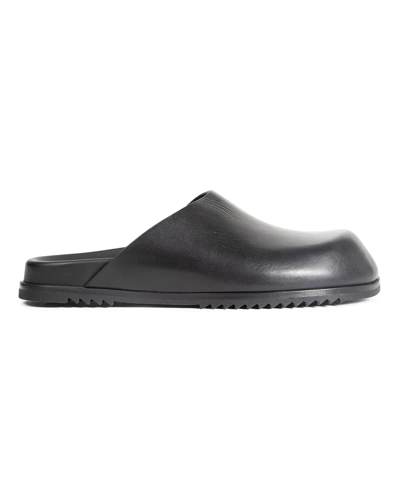 Rick Owens Temple Mules in Groppone Cow Leather Black