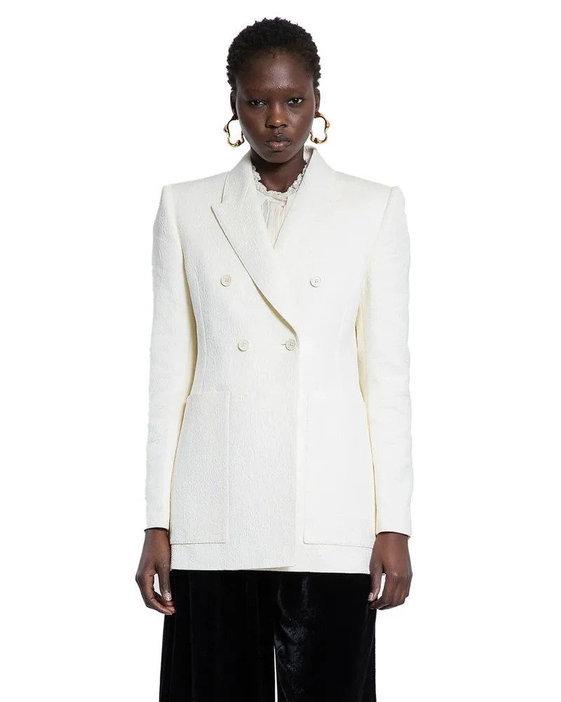 Chloé Cotton Nylon Jacquard Tailored Blazer Off-white