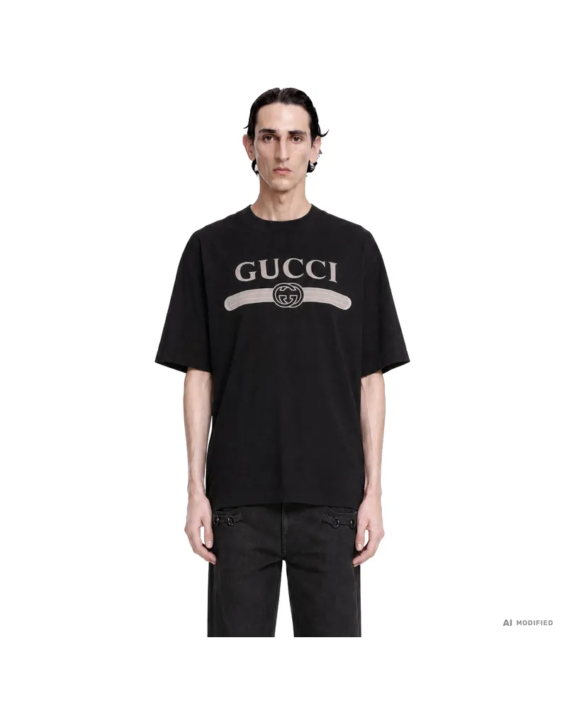 Gucci Muted Web Cotton T-shirt Black