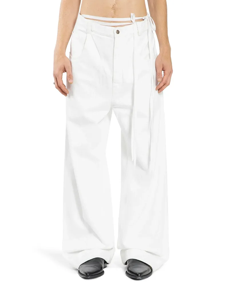 Ann Demeulemeester Jeans Michaël 5 tasche ad alto comfort White